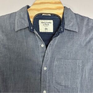 Abercrombie & Fitch Shirt Men's 2XL Muscle Blue Long Sleeve Button‎ Front Pocket